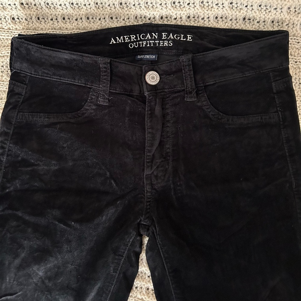 American Eagle Black Velvet Pants